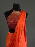 High Neck - Crystal Embellished Saree Set