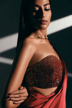 Crimson Ruby - Crystal Embellished Saree Set