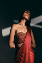 Crimson Ruby - Crystal Embellished Saree Set