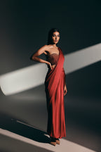 Crimson Ruby - Crystal Embellished Saree Set