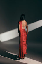 Crimson Ruby - Crystal Embellished Saree Set