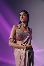Blush Quartz : Crystal Embellished Saree Set