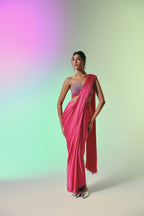 Rose Horizon - Crystal Embellished Saree Set