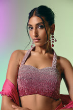 Rose Horizon - Crystal Embellished Saree Set
