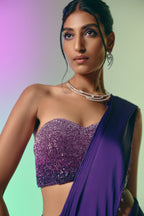 Twilight Amethyst - Crystal Embellished Saree Set