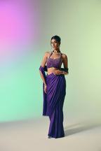 Twilight Amethyst - Crystal Embellished Saree Set