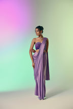 Lilac Fluorite - Crystal Embellished Saree Set
