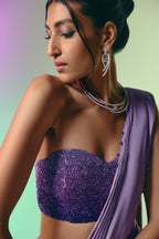 Lilac Fluorite - Crystal Embellished Saree Set