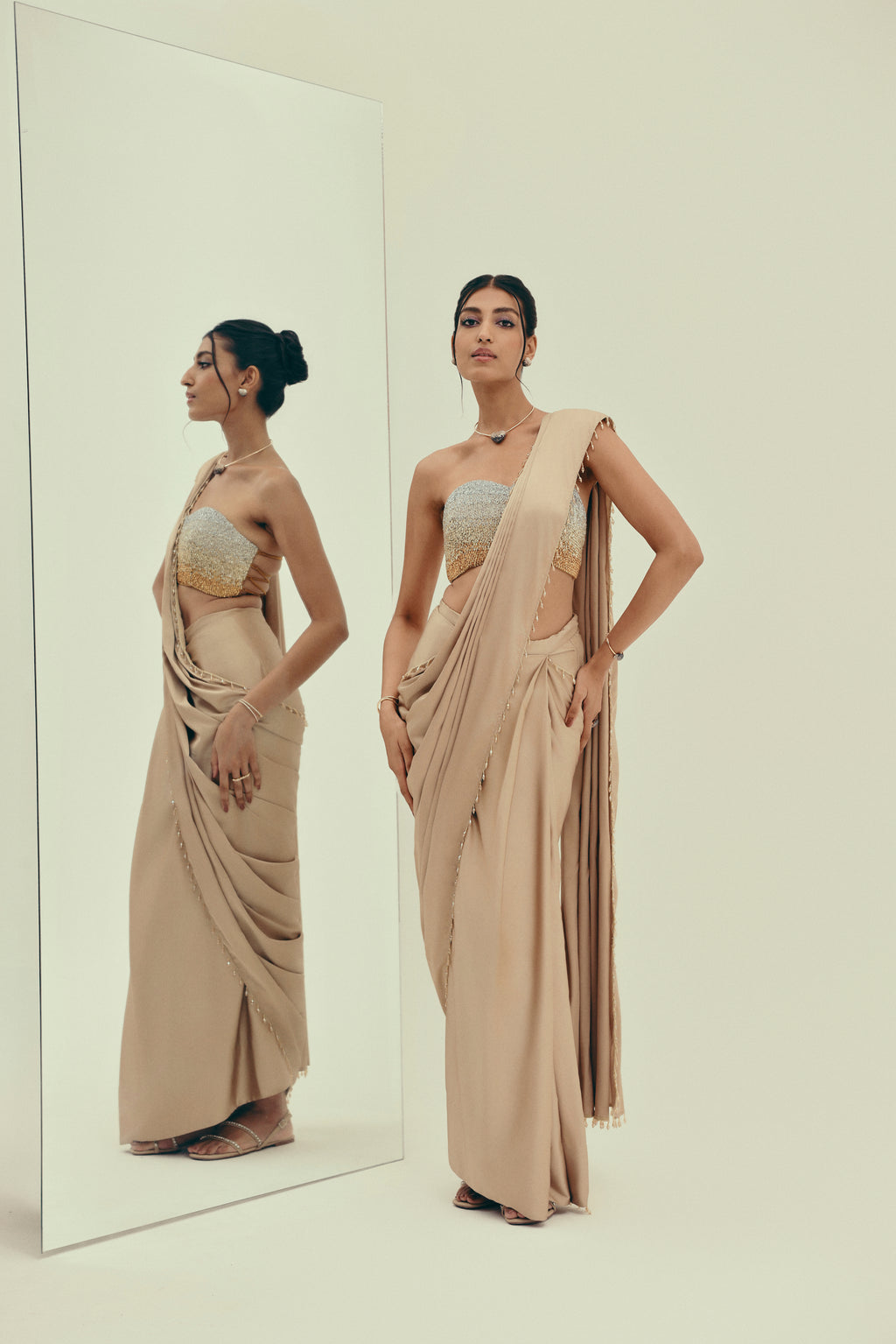 Solar Topaz - Crystal Embellished Saree Set