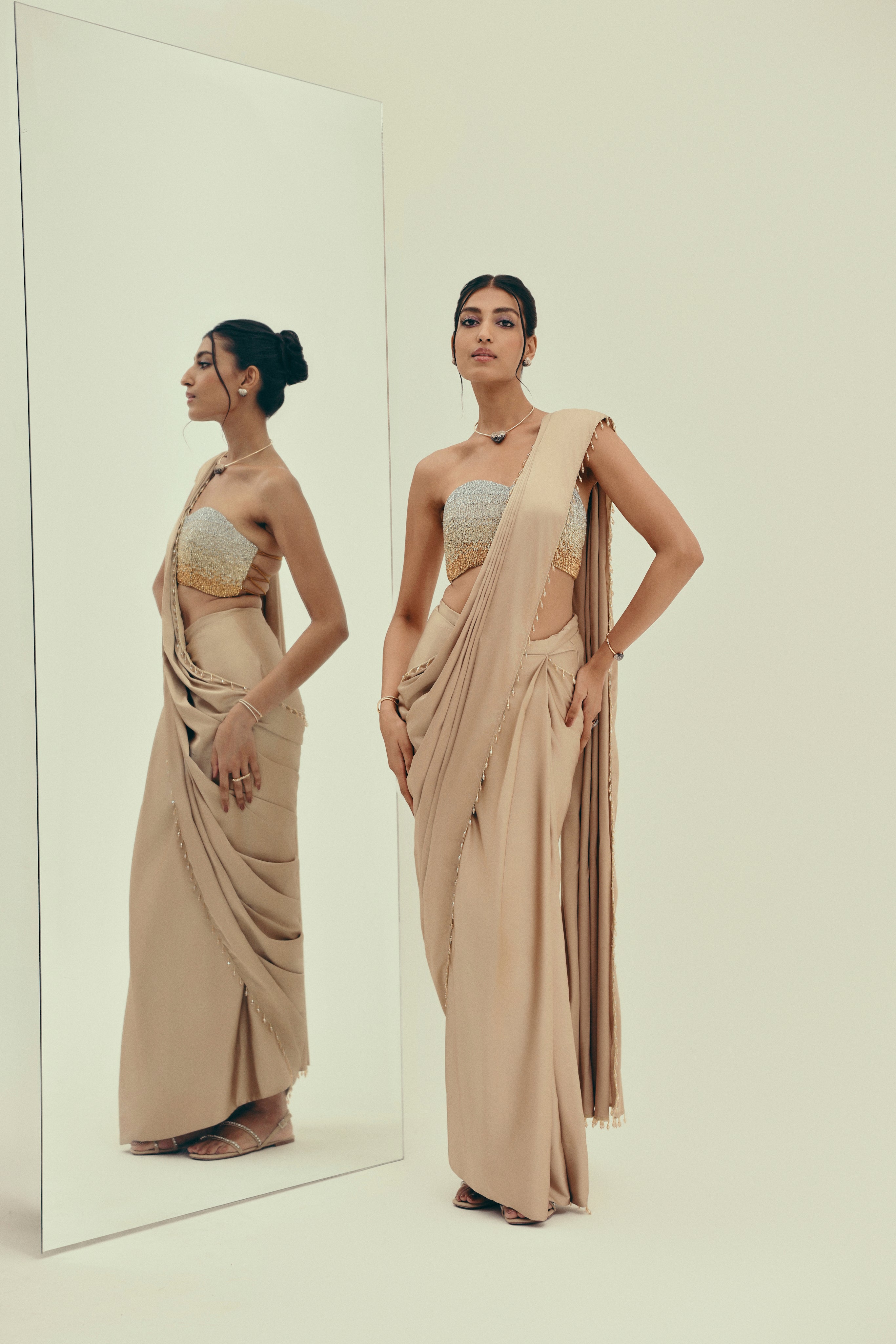 Solar Topaz - Crystal Embellished Saree Set