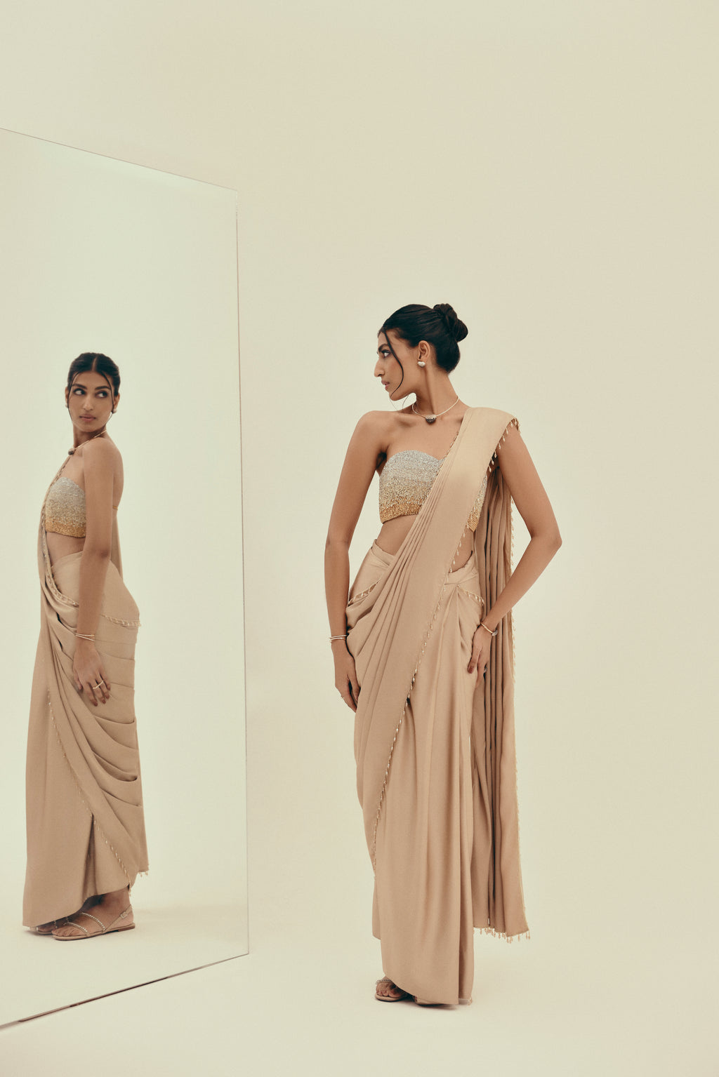 Solar Topaz - Crystal Embellished Saree Set
