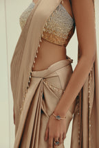Solar Topaz - Crystal Embellished Saree Set