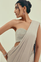 Lunar Moonstone - Crystal Embellished Saree Set