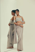 Lunar Moonstone - Crystal Embellished Saree Set
